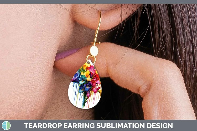 GorgeousWatercolor Rainbow Teardrop Earrings design.