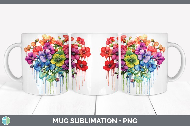 GorgeousWatercolor Rainbow Mug Wrap design.