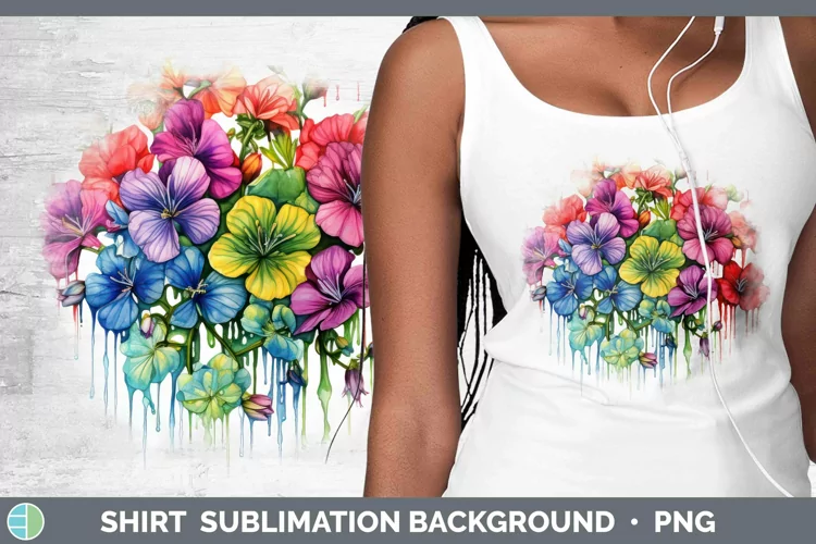 Watercolor Rainbow Geranium Shirt | Sublimation Sublimation