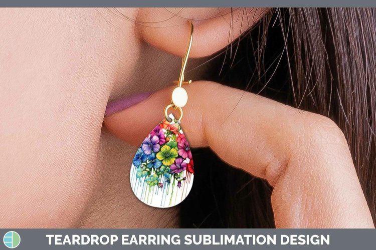 GorgeousWatercolor Rainbow Teardrop Earrings design.