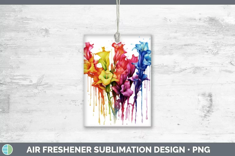 Watercolor Rainbow Gladiolus Air Freshener | Sublimation Car