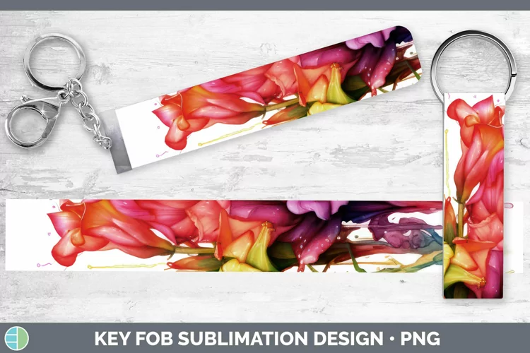 Watercolor Rainbow Gladiolus Key Fob | Sublimation Wristlet