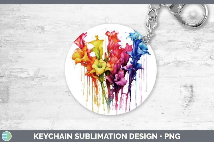 GorgeousWatercolor Rainbow Keychain design.