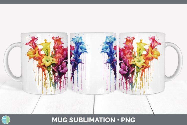GorgeousWatercolor Rainbow Mug Wrap design.