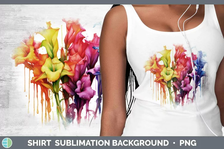 Watercolor Rainbow Gladiolus Shirt | Sublimation Sublimation