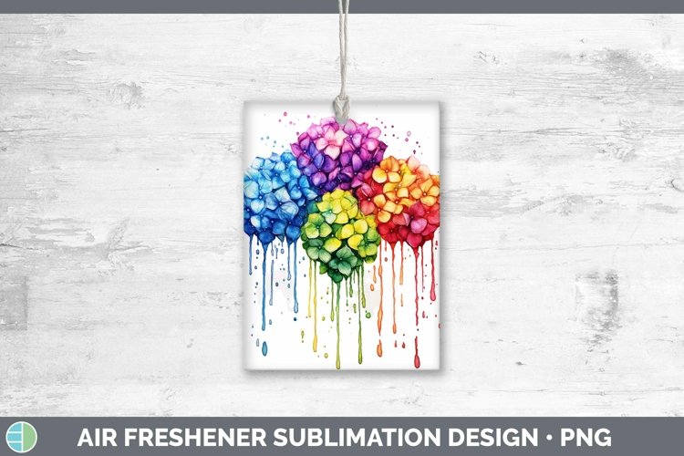 Watercolor Rainbow Hydrangea Air Freshener | Sublimation Car