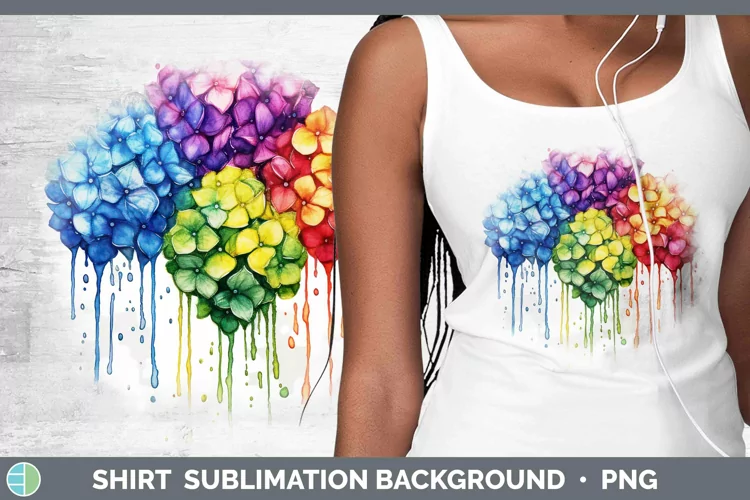Watercolor Rainbow Hydrangea Shirt | Sublimation Sublimation
