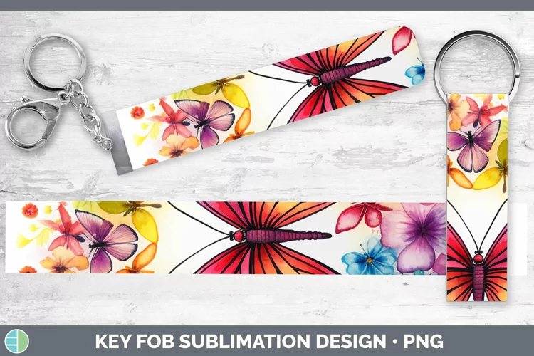Watercolor Rainbow Key Fob Sublimation Wristlet Designs