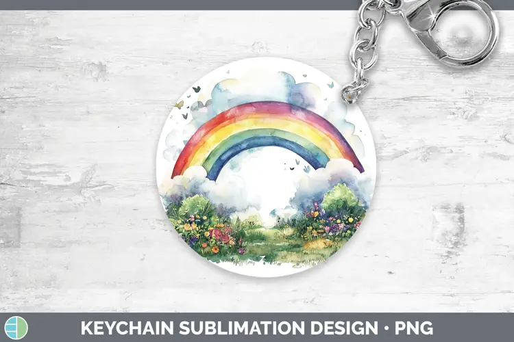 Watercolor Rainbow Keychain Sublimation Keyring Designs