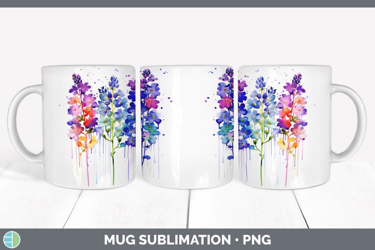 GorgeousWatercolor Rainbow Mug Wrap design.