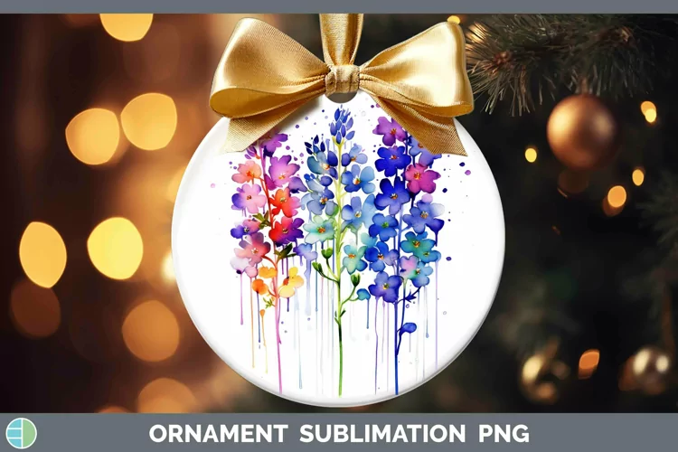 Watercolor Rainbow Lavender Ornament | Sublimation Bauble De