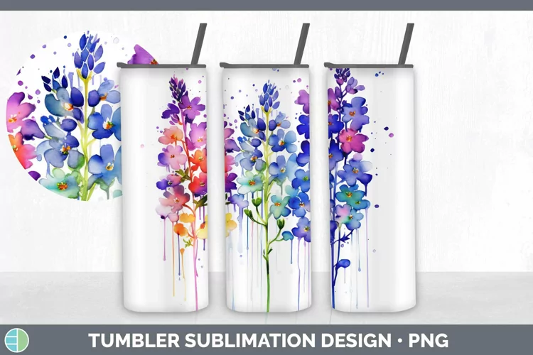 Watercolor Rainbow Lavender Tumbler | Sublimation 20 oz Skin