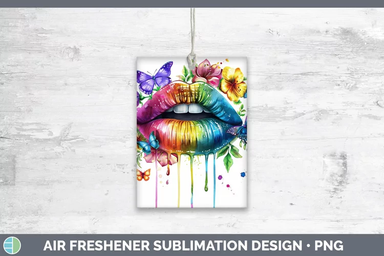 Watercolor Rainbow Lips Air Freshener Sublimation Car Freshe