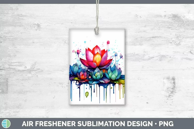 Watercolor Rainbow Lotus Air Freshener | Sublimation Car Fre