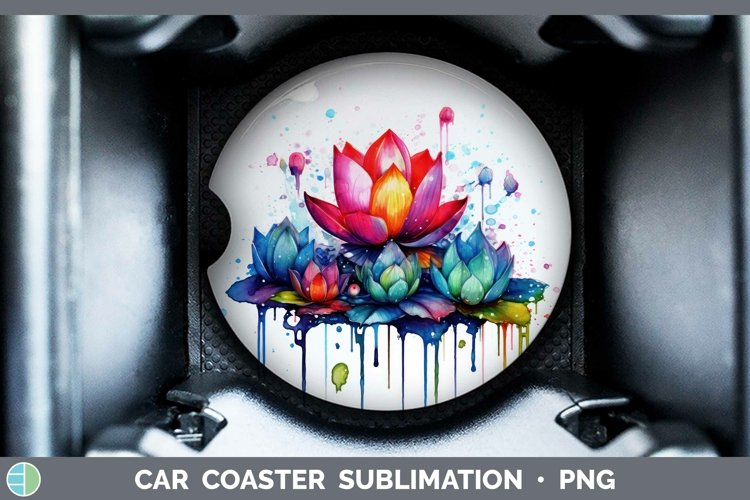 GorgeousWatercolor Rainbow Car Coaster design.