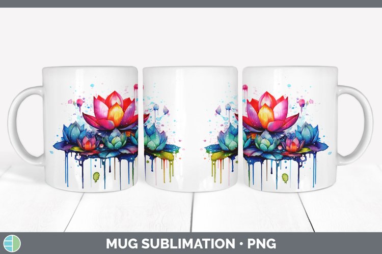 GorgeousWatercolor Rainbow Mug Wrap design.