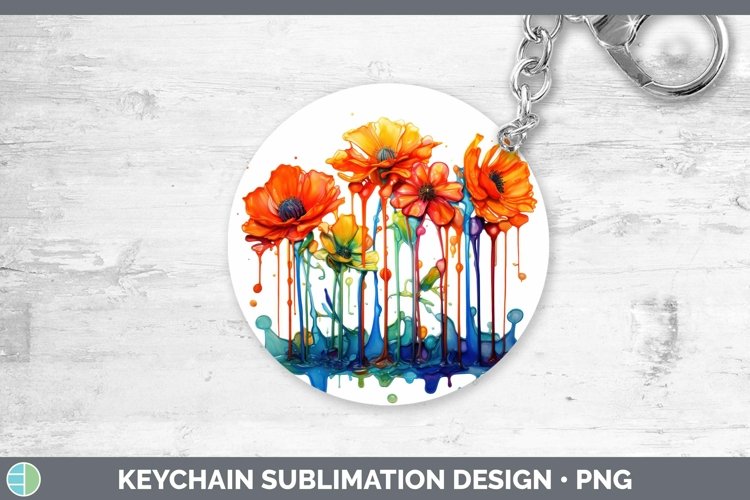 GorgeousWatercolor Rainbow Keychain design.