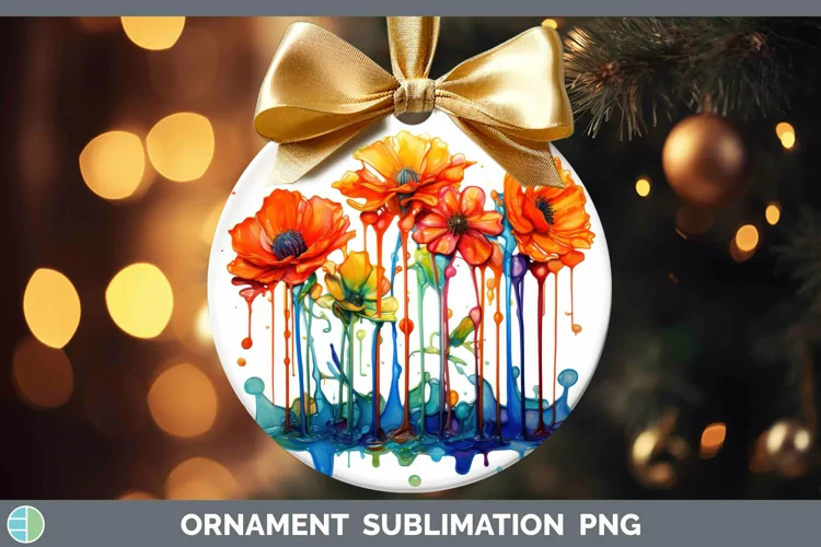 Watercolor Rainbow Marigold Ornament | Sublimation Bauble De