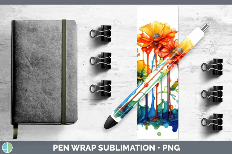 Watercolor Rainbow Marigold Pen Wrap | Sublimation Epoxy Pen