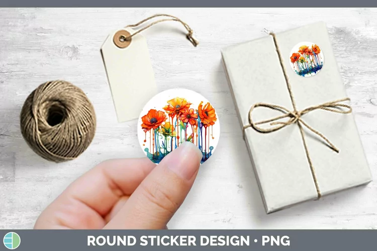 Watercolor Rainbow Marigold Stickers | Round Labels Designs