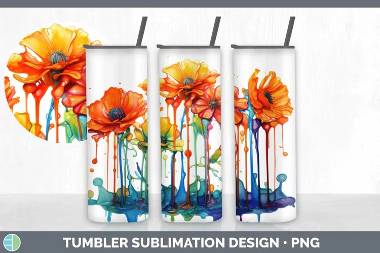 Watercolor Rainbow Marigold Tumbler | Sublimation 20 oz Skin