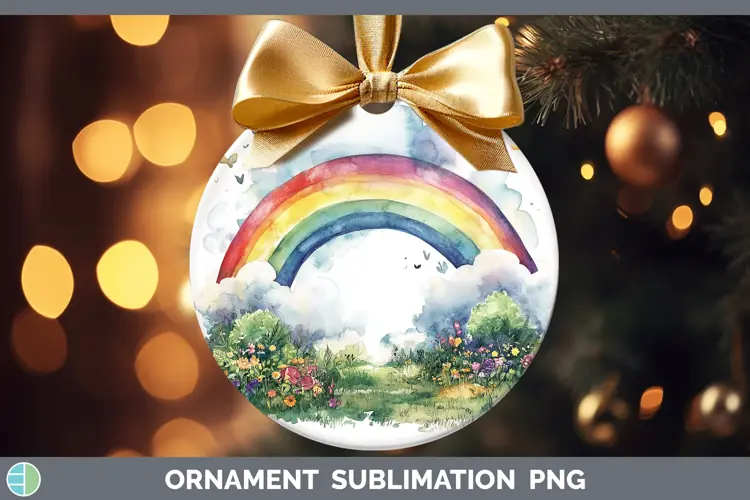 Watercolor Rainbow Ornament Sublimation Bauble Designs