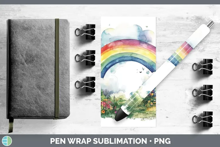 Watercolor Rainbow Pen Wrap Sublimation Pen Designs