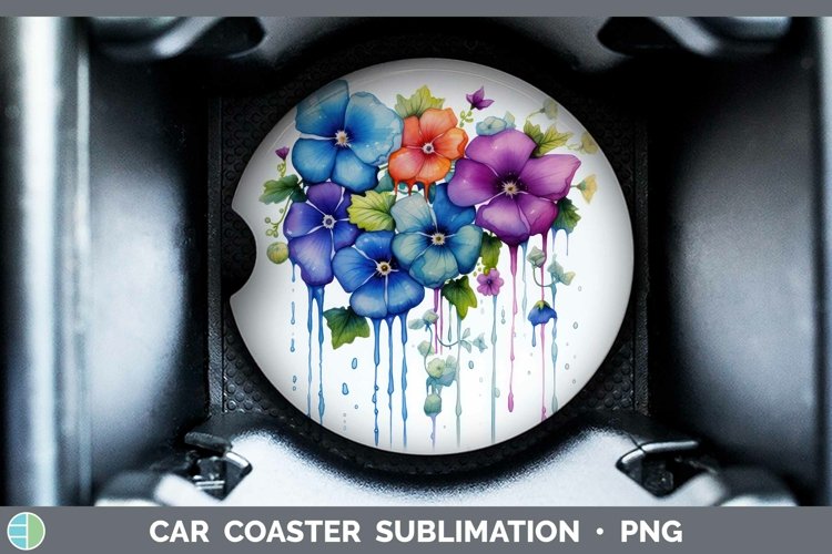 Watercolor Rainbow Periwinkle Car Coaster | Sublimation Coas