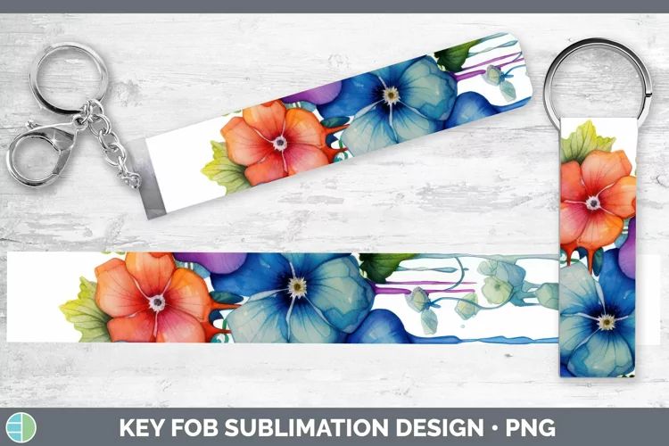 Watercolor Rainbow Periwinkle Key Fob | Sublimation Wristlet