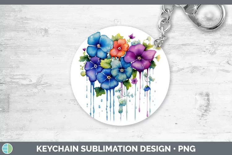 Watercolor Rainbow Periwinkle Keychain | Sublimation Keyring