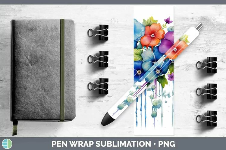 Watercolor Rainbow Periwinkle Pen Wrap | Sublimation Epoxy P