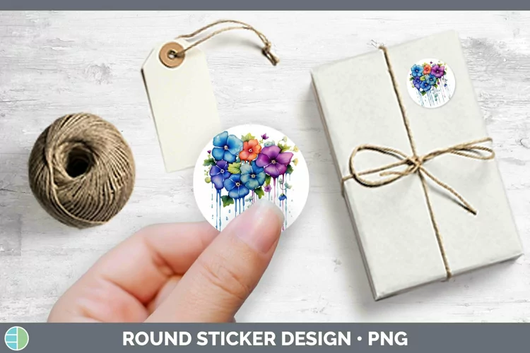 Watercolor Rainbow Periwinkle Stickers | Round Labels Design