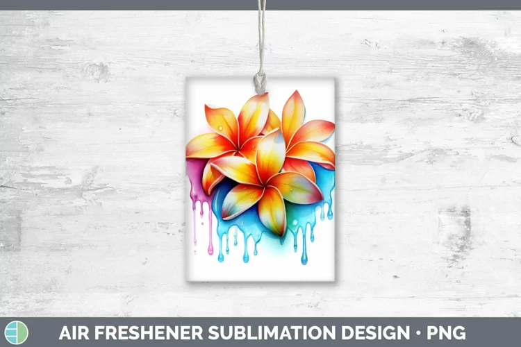 Watercolor Rainbow Plumeria Air Freshener | Sublimation Car