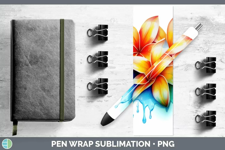 Watercolor Rainbow Plumeria Pen Wrap | Sublimation Epoxy Pen