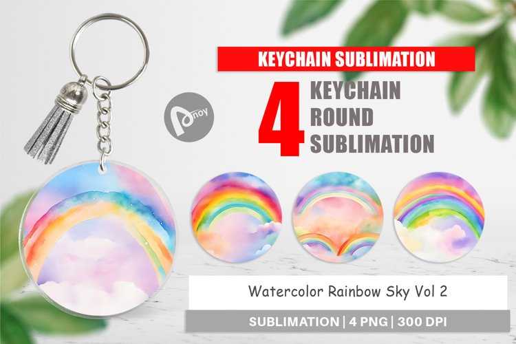 Keychain Watercolor Rainbow Sky