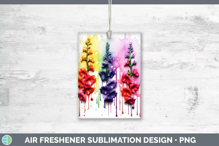 Watercolor Rainbow Snapdragon Air Freshener | Sublimation Ca