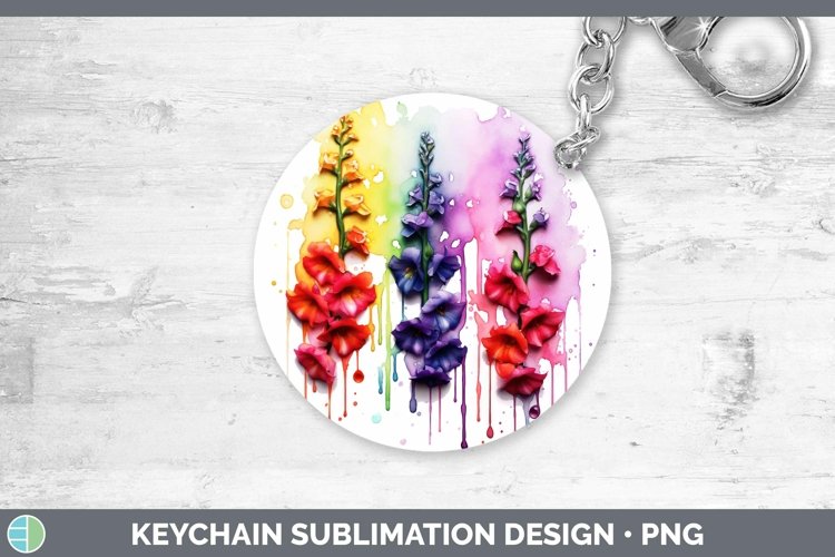 GorgeousWatercolor Rainbow Keychain design.