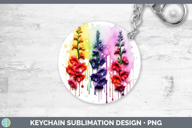 Watercolor Rainbow Snapdragon Keychain | Sublimation Keyring