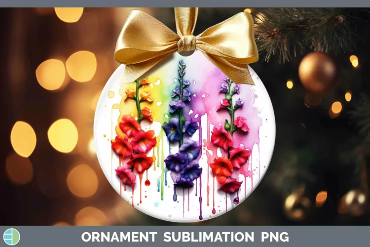 Watercolor Rainbow Snapdragon Ornament | Sublimation Bauble