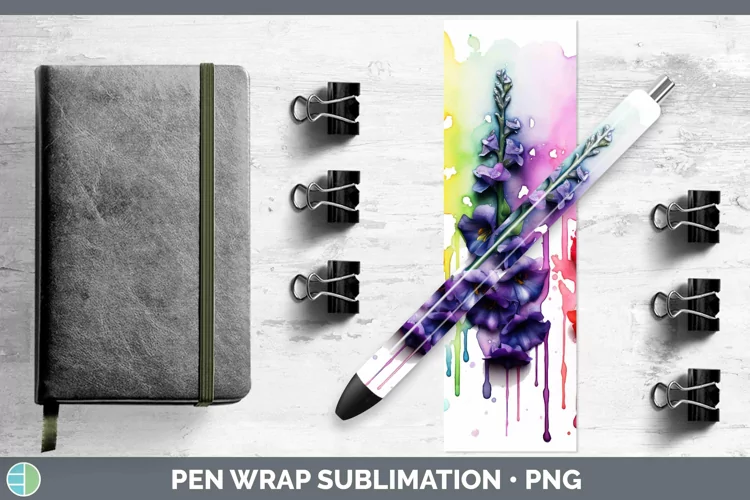 Watercolor Rainbow Snapdragon Pen Wrap | Sublimation Epoxy P