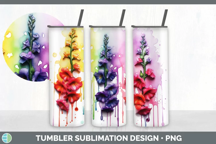 Watercolor Rainbow Snapdragon Tumbler | Sublimation 20 oz Sk