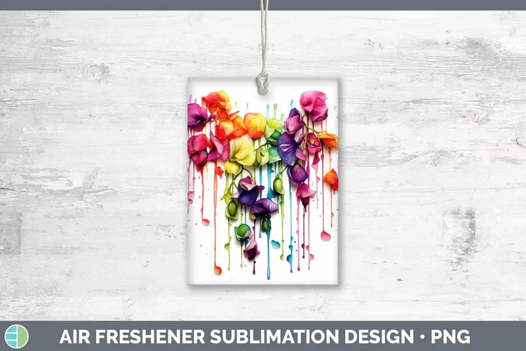 Watercolor Rainbow Sweet Pea Air Freshener | Sublimation Car