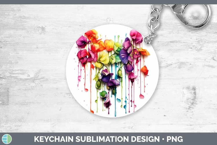 GorgeousWatercolor Rainbow Keychain design.