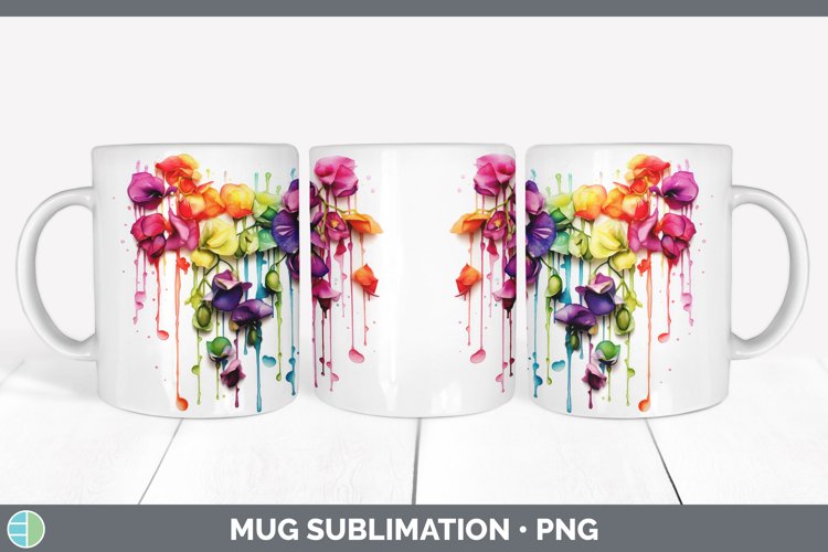 GorgeousWatercolor Rainbow Mug Wrap design.