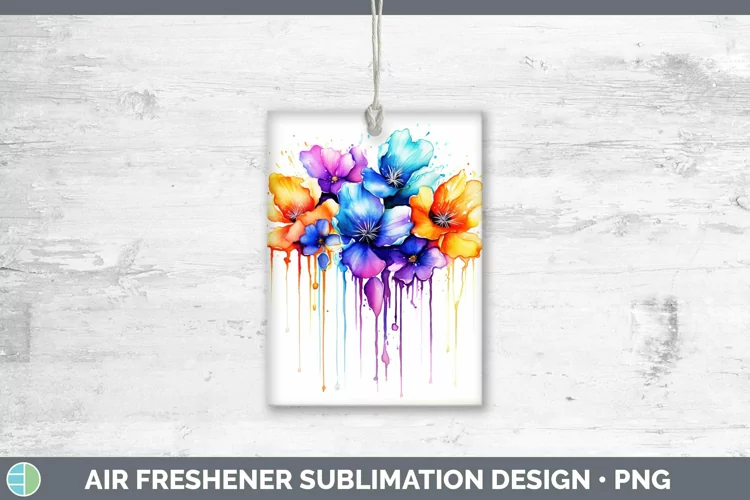Watercolor Rainbow Violet Air Freshener | Sublimation Car Fr