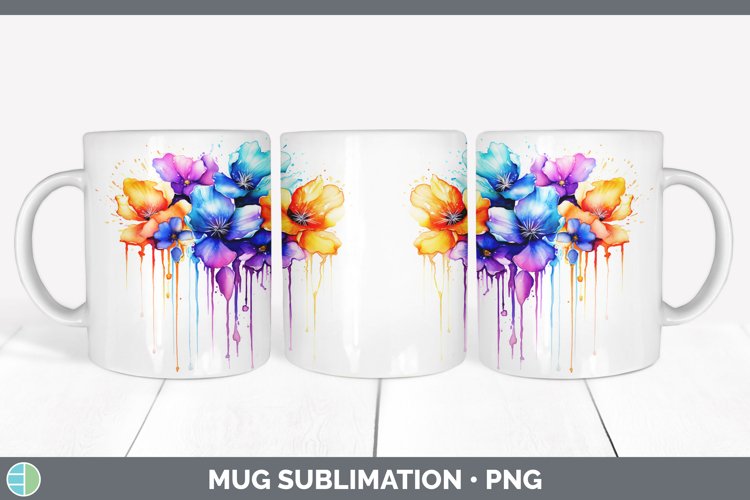 GorgeousWatercolor Rainbow Mug Wrap design.