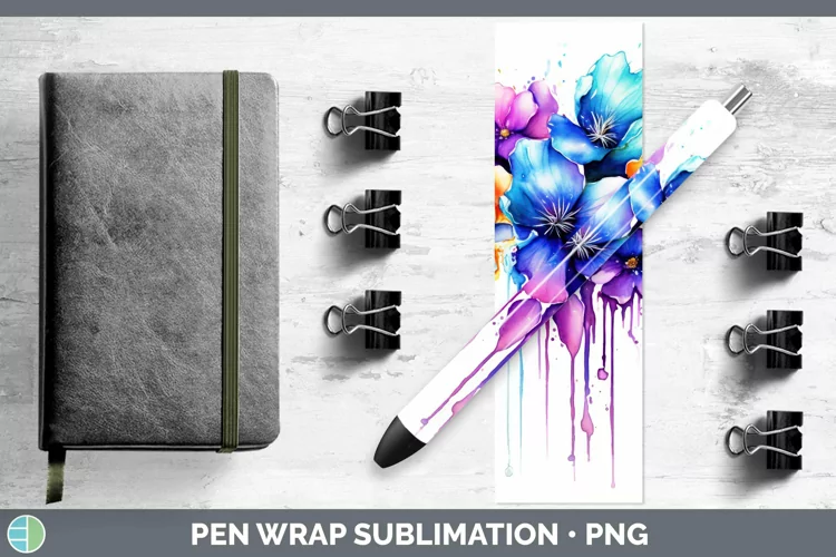 Watercolor Rainbow Violet Pen Wrap | Sublimation Epoxy Pen D