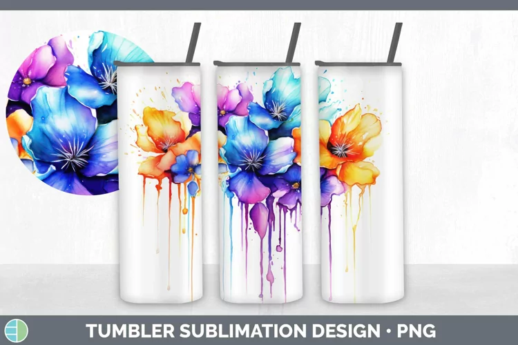 Watercolor Rainbow Violet Tumbler | Sublimation 20 oz Skinny
