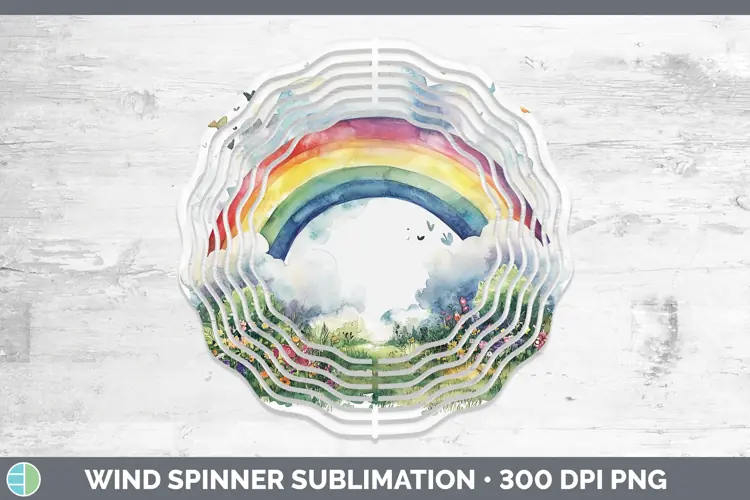 Watercolor Rainbow Wind Spinner Sublimation Spinner Designs