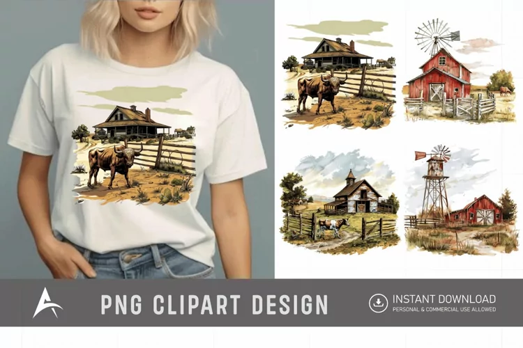 Watercolor Ranch Clipart